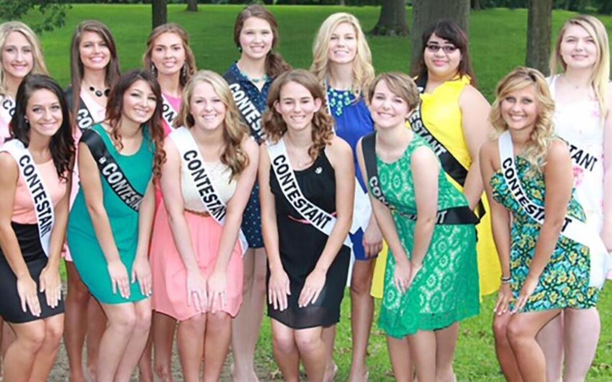 
Miss Madison County Fair Queen contestants include, front row from left, Peyton Gehrs of Highland, Lily Burke of Granite City, Kylie Frensko of Benld, Kaitlyn Frisbee of Maryville, Jenna Biagi of Troy, Racheal Barton of Granite City; back row, MaKayla Penrod of Troy, Hailey Phillips of Edwardsville, Layne Paubel of Highland, Amy Raymond of Alhambra, Brittany King of Wood River, Chyann Taylor of Troy and Katie Hozian of Granite City.

