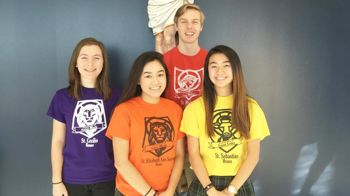 From left are Teresa Barz, Simeona Rasp, Noah Pirtle and Magdalynn Fine, seniors at Father McGivney Catholic High School who have been chosen as Illinois State Scholar Finalists.