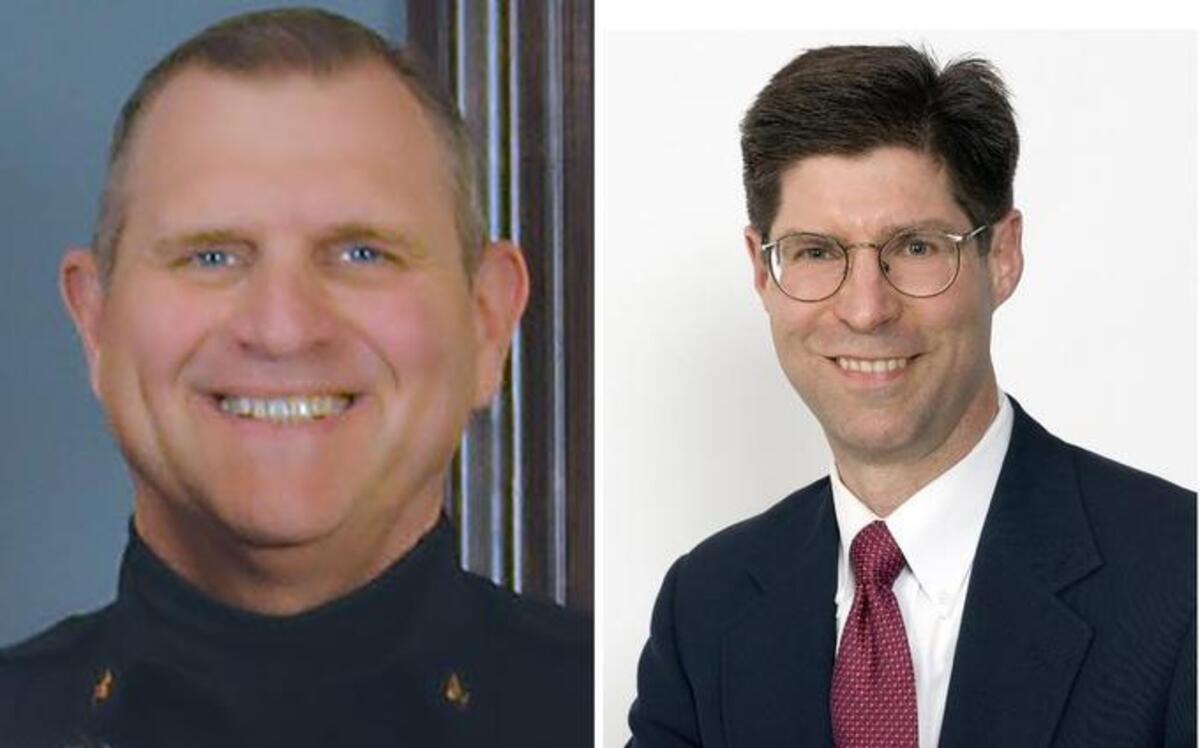Madison County Chairman Kurt Prenzler, center, opted to nominate former St. Jacob Fire Chief Scott Prange, right, in lieu of Highland Police Chief Terry Bell, left, to the county’s 911 board. The board approved Prange on a 14-12 vote.