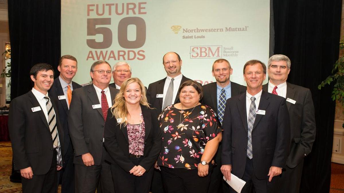 
Scheffel Boyle employees pose for a picture after the the firm received its “Future 50” award, which was awarded by St. Louis Small Business Monthly magazine.
