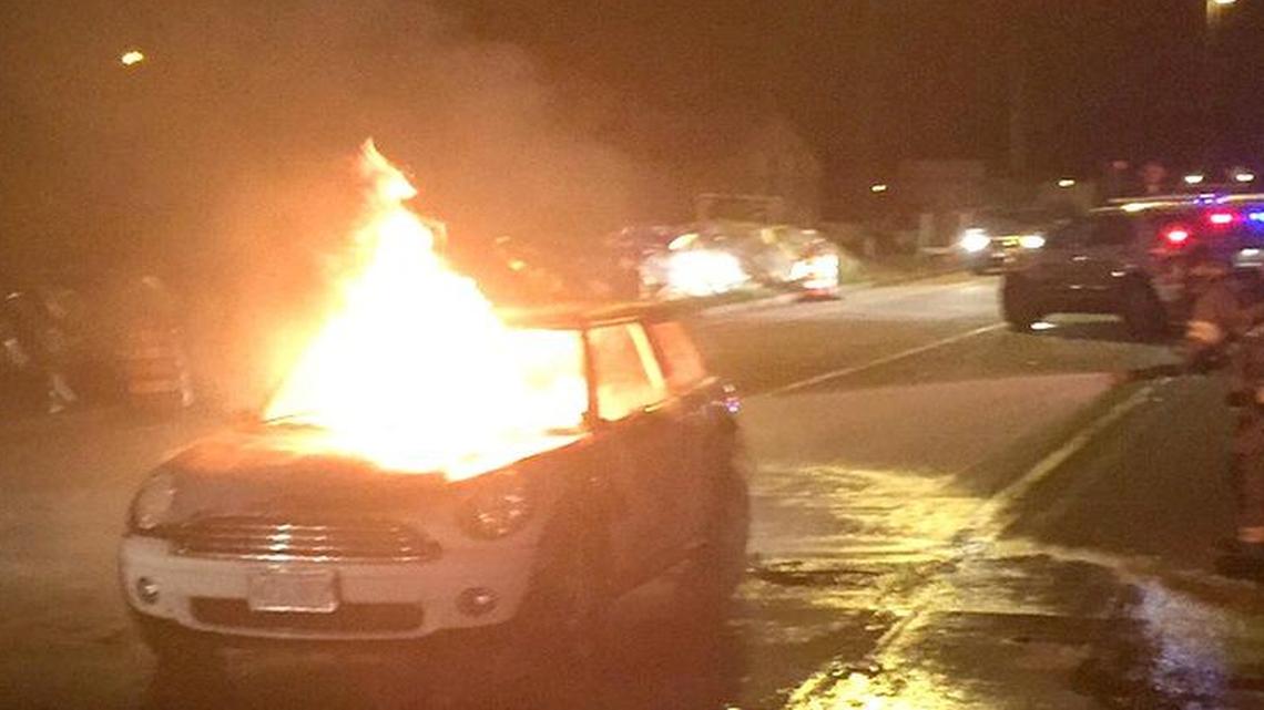 
Highland firefighters were called at 8:39 p.m. on Wednesday, Aug. 26 to Illinois Route 143 and Troxler Avenue to fine the vehicle fully involved in flames. It was a total loss. 

