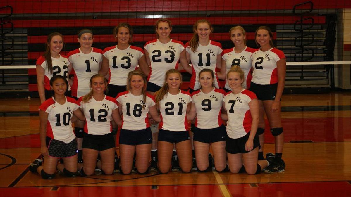 
The Highland High Schoool varsity volleyball team consists of, front row from left to right, Emmy Nyquist, Addison Rinderer, Megan Sands, Sarah Beth Wiegman, Cassie Lamzik, Sami Beyer; back row, Madison Wellen, Claire Diercks, Alex LaPorta, Hayley McSparin, Hayley Taylor, Alyssa Anderson and Megan Frey.
