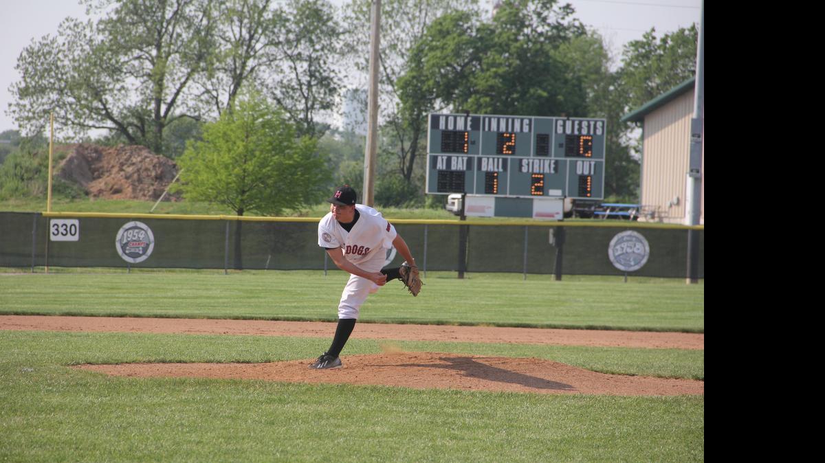 
Highland junior Jordan Smith throws a pitch in the second inning during the Bulldogs’ 9-4 win over Triad on Wednesday of last week at Glik Park.
