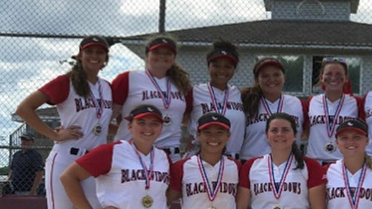 The 18U Black Widows select fastpitch softball team reeled off six straight wins to repeat as state champions this past weekend at the North American Fastpitch Association (NAFA) Illinois State Tournament at Eastside Centre in Peoria. The team consists of front row from left, Paige Nash, Kiri Evans, Carly Campbell, Haley Shewmake, Abby Marlow; back row,Aubrey Hacke, Brittany Roady, Savannah Fisher, Lily Garbett, Mallory Schwegel, Sophie Cooper and Calli Wibbenmeyer.