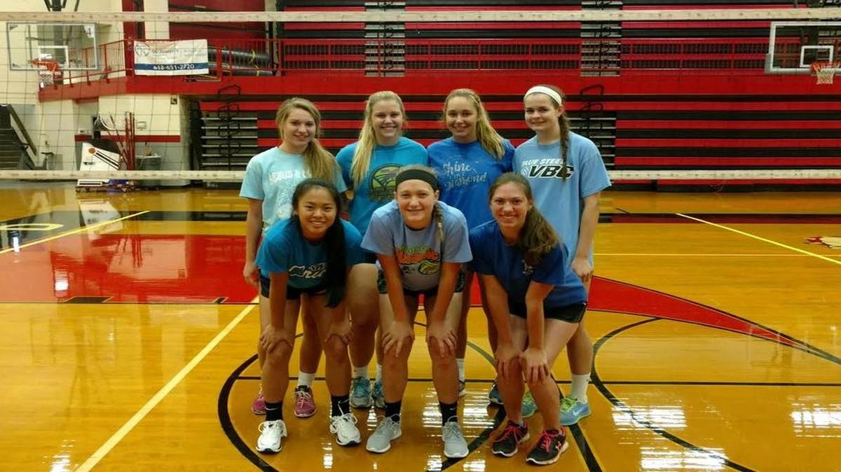 The Highland High School varsity volleyball team consists of, front row from left to right, Emmy Nyquist, Megan Vidmar, Jennessa Kimmle; back row, Megan Sands, Morgan Mesle, Megan Ramsey and Claire Diercks.