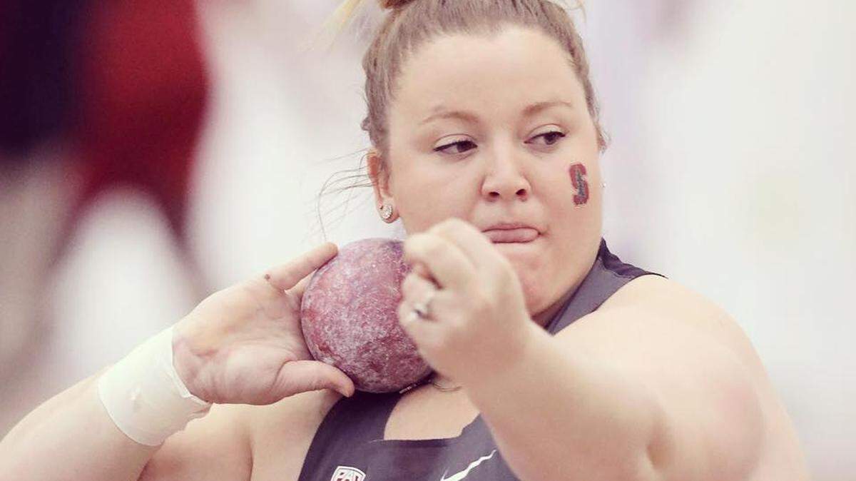 Stanford University senior Lena Giger established an outdoor personal record and climbed to No. 2 on Stanford's all-time performers' list with a distance of 57 feet, 9.5 inches Friday at the Stanford Invitational.