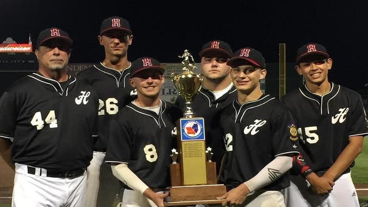The Highland Senior Legion Post 439 baseball program was represented by five players and a coach at the American Legion Baseball All-Star Game on June 26, 2017 at GCS Ballpark in Sauget. Highland’s All Stars were, front row from left, Coach Harry Painter, center fielder Will Greenwald and outfielder Jimmie Smith; back row, shortstop/pitcher Dillon Hallemann, first baseman/pitcher Jordan Smith and outfielder/pitcher Steven Diaz. Highland Post 439’s five players and Coach Painter helped the Illinois District 22 Senior All Stars defeat their Missouri District 10 counterparts 4-0.