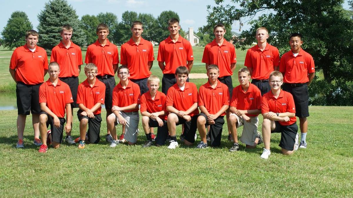 
The Highland High School boys golf team consists of, front row from left to right, Braden Rehkemper, Trevor Leitschuh, Carter Sutterfield, Kaleb Fuller, Griffin Frahm, Tristan Buss, Zach Korte, Cameron Donahue; back row, Ethan Fenton, Brandon Munie, Brode Portell, Will Michael, Stephen Schniers, Ben Brauns, Anderson Wiegman and Michael Barth.


