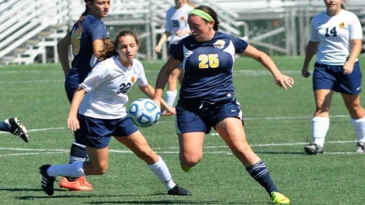
Webster Univesity junior Allison Ferguson (25) scored the game-winning goal with 1:37 to play to lift the Gorloks to a 2-1 come-from-behind victory over Westminster College on Tuesday. The propelled the Gorloks to first place outright in the St. Louis Intercollegiate Athletic Conference at 5-0. It was the fourth goal of the year for Ferguson, who also assisted on the game-tying tally.
