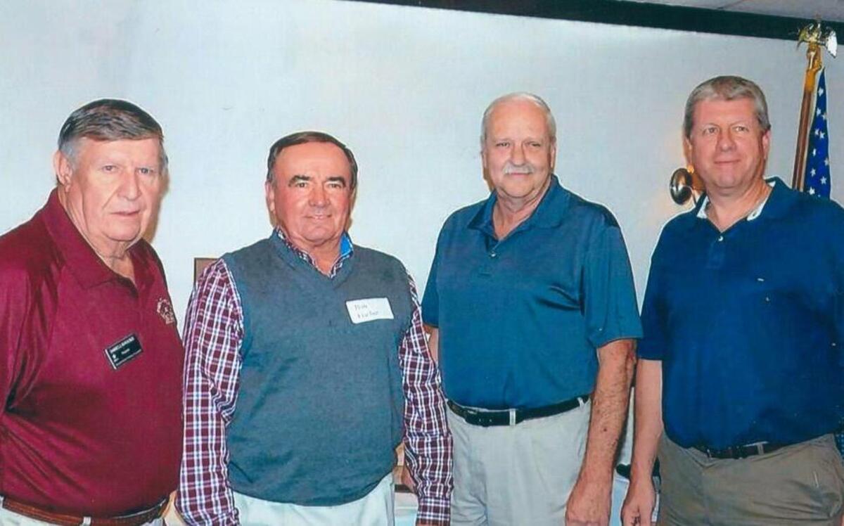 From left are Darrell Rinderer, president of the GCBA, with 2016 Hall of Fame inductees Bob Fischer of Highland, Sam Turley of Greenville and John Bauer of Belleville.