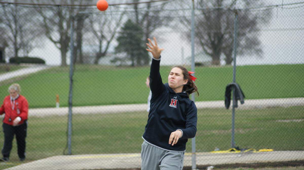 Highland freshman Taylor Kesner won the shot put title at the Mascoutah Invitational on Wednesday, April 18 with a distance of 36 feet, 5 inches.