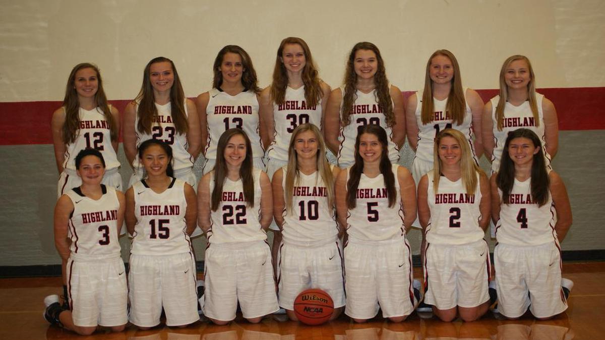 The Highland High School girls varsity basketball team consists of, front row from left to right, Kate Marti, Emmy Nyquist, Madison Wellen, Caitlin Lammers, Amanda Ponce, Reece Portell, Breanna Frahm; back row, Abby Melosi, Elizabeth Meadows, Alex LaPorta, Hayley Taylor, Katie Kampwerth, Lauren Baer and Alisse Koishor.