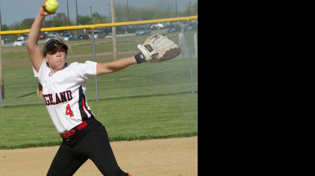 
Highland freshman pitcher Kirsten Plocher battled back after allowing a two-run homer in the first inning to shut down Triad in the Lady Bulldogs’ 5-2 road at the Knights on Wednesday of last week. Plocher kept her record spotless at 6-0.
