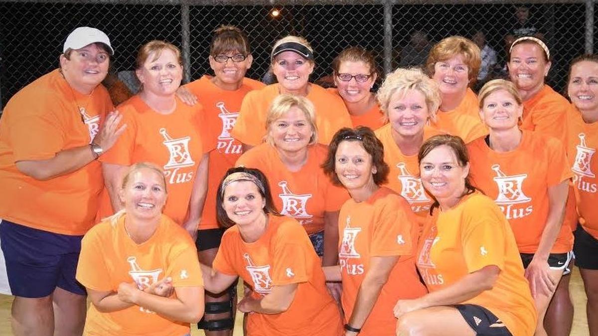 
The Prescriptions Plus softball team consisted of, first row from left to right, Sarah Wiegman, Kelli Rosen, Lori Miscik, Jodie Ramsey; second row, Chris Ford, Lisa Michael, Staci Brown; third row, Dawn Steiner, Collette Huelsman, Jamie Murphy, Cheryl Holtzclaw, Janice Schrage, Trina Muniz, Kristie Hitpas and Kelli Barbour.
