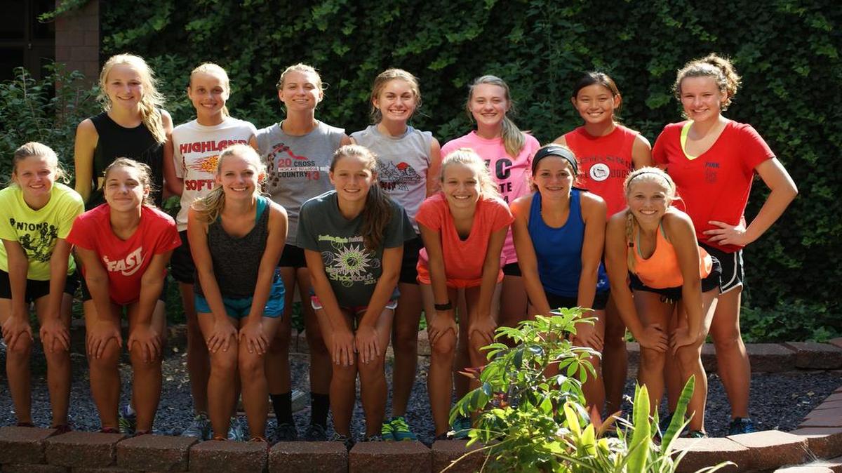 
The Highland High School girls cross country team consists of, front row from left to right, Brittany Cunningham, Lily Becker, Lexie Plocher, Sarah Kampwerth, Allison Zobrist, Kate Marti, Lexy Gilliam; back row, Marion Imming, Sydney Nyquist, Hanna Rose, Keely Rittenhouse, Courtney Hengehold, Breann Wernle and Mady Potthast. Not pictured are Sarah Jansen and Sarah Beth Wiegman.


