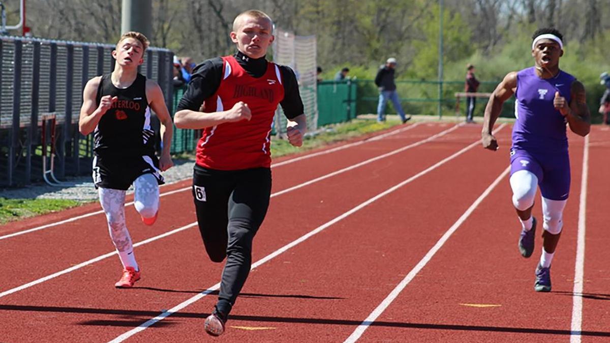 Highland’s Tyler Higgins, shown winning a 400-meter race last spring, will be seeking this season to regain his state-championship form from two years ago when he won Class 2A’s final race of the season in the event after clocking a school-record time of 48.29 seconds.