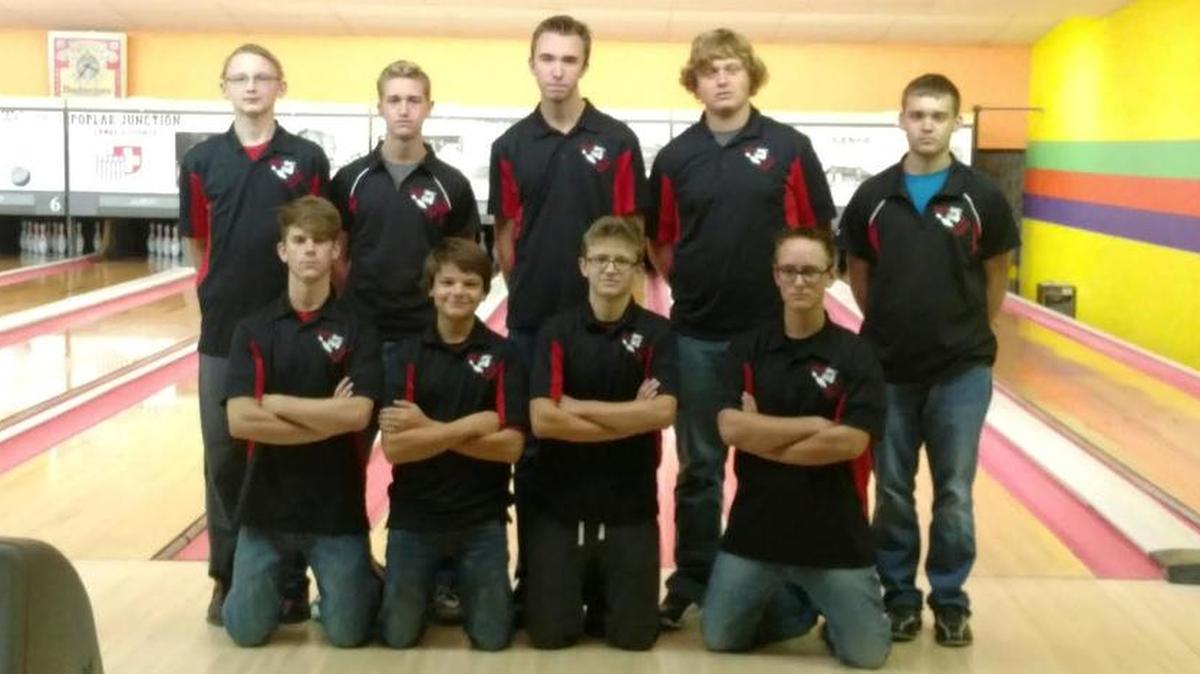 The Highland High School boys bowling team consists of, front row from left to right, Austin Roach, Lucas Hollenkamp, Trevor Leitschuh, Garret Roth; back row, Austin Davis, Ian Grandame, Brandon Munie, Steven Reinacher and Adam Buske. Not pictured is Wyatt Wiese.