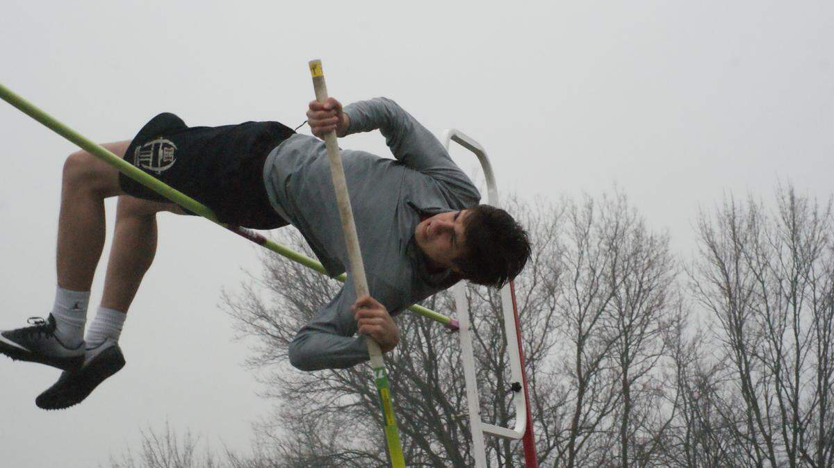 Highland sophomore Kain Thornton finished second in the pole vault after clearing the bar at a height of 10 feet, 6 inches at a five-team meet Wednesday, March 28  at Highland High School