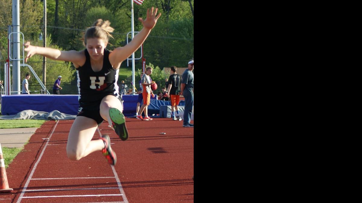 
Highland senior Bailey Leitschuh finished third and hit the state-qualifying mark in the triple jump for the first time this season with a distance of 34 feet, 9 inches at the Madison County Championships on Tuesday of last week at Collinsville High School.
