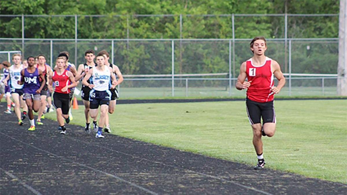 Highland senior Brode Portell pulls away from the pack to win the 800-meter run at the Mississippi Valley Conference Championships Wednesday at Civic Memorial High School in Bethalto.
