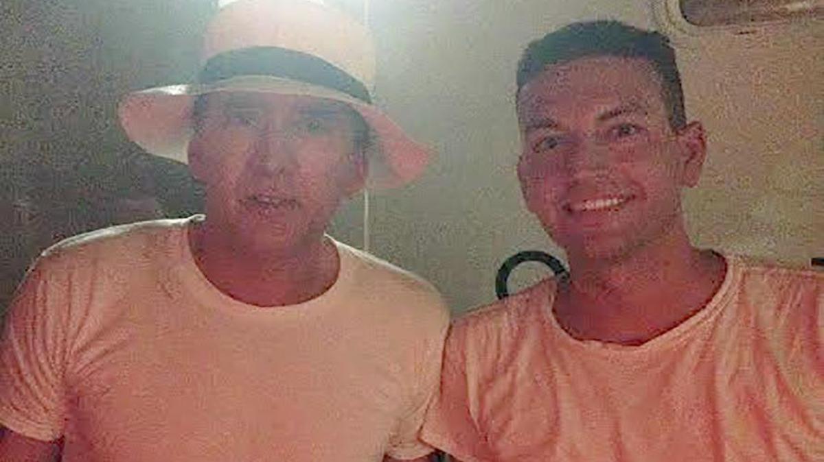 
Ed Delmore, on right, a 2007 Highland High School graduate, poses for a picture with Nicolas Cage. Cage has the starring role in the upcoming film ‘USS Indianapolis: Men of Courage’. Delmore also has a part in the film.
