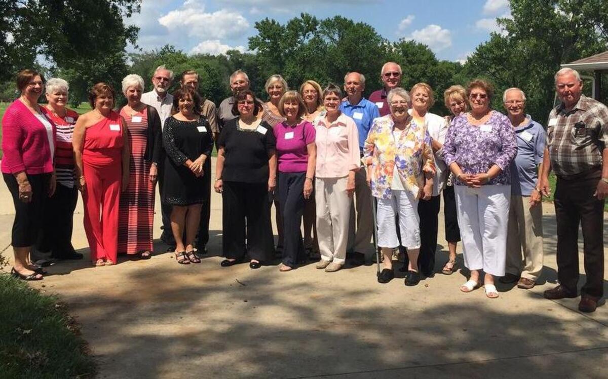 
The St. Paul High School Class of 1965 celebrated its 50th class reunion at the Highland Country Club on June 27. Those attending were, from left, Mary Potthast Muentnich, Jeanette Reidelberger Zobrist, Carol Mersinger Rakers, Charlotte Horstmann Isaak, Mark Luchtefeld, Judy Becker, Bob Ziegler, Howard Pattberg, Sharon Kula Hawk, Mary Ann Voss Auer, Pam Seigner, Marian Thole Korte, Sr. Paulette Mary Kay Zimmerman, Dwight Frey, Wayne Marcus, Mary Lou Koehler Moore, Antoinette Holzinger Rafmussen, Margie Kapp Feldmann, Karen Bellm Bodner, Tom Koch and Lindell Zobrist. 

