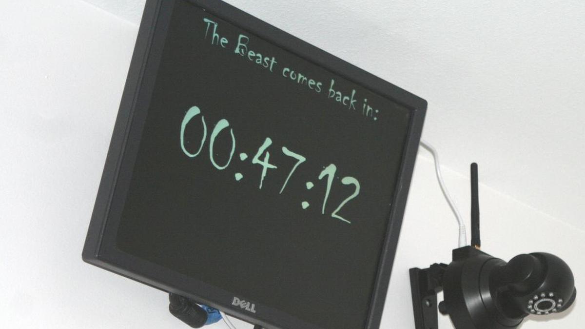 
A clock ticks down the amount of time until the beast returns and the game is over at Beast Escape Room.
