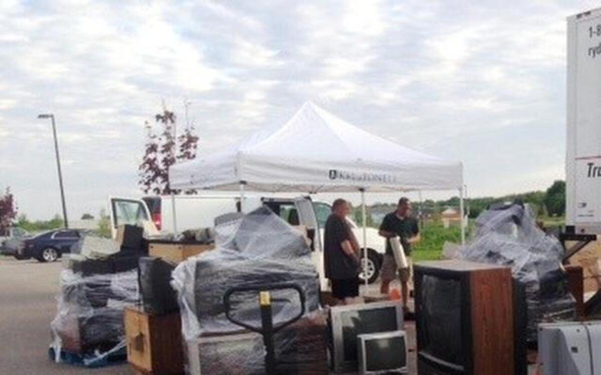 HSHS St. Joseph’s Hospital hosted an electronics recycling event on Wednesday, Nov. 9. The event collected enough items to fill two flatbed trailers and a pick-up truck and trailer.