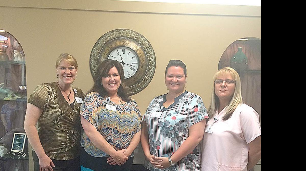 
From left, are Highland Health Care Center marketing/admissions director Pam Loddeke, executive director/administrator Carla Riva, director of nursing Michelle Pierce and Jana Rueter, director of staff development/education specialist.


