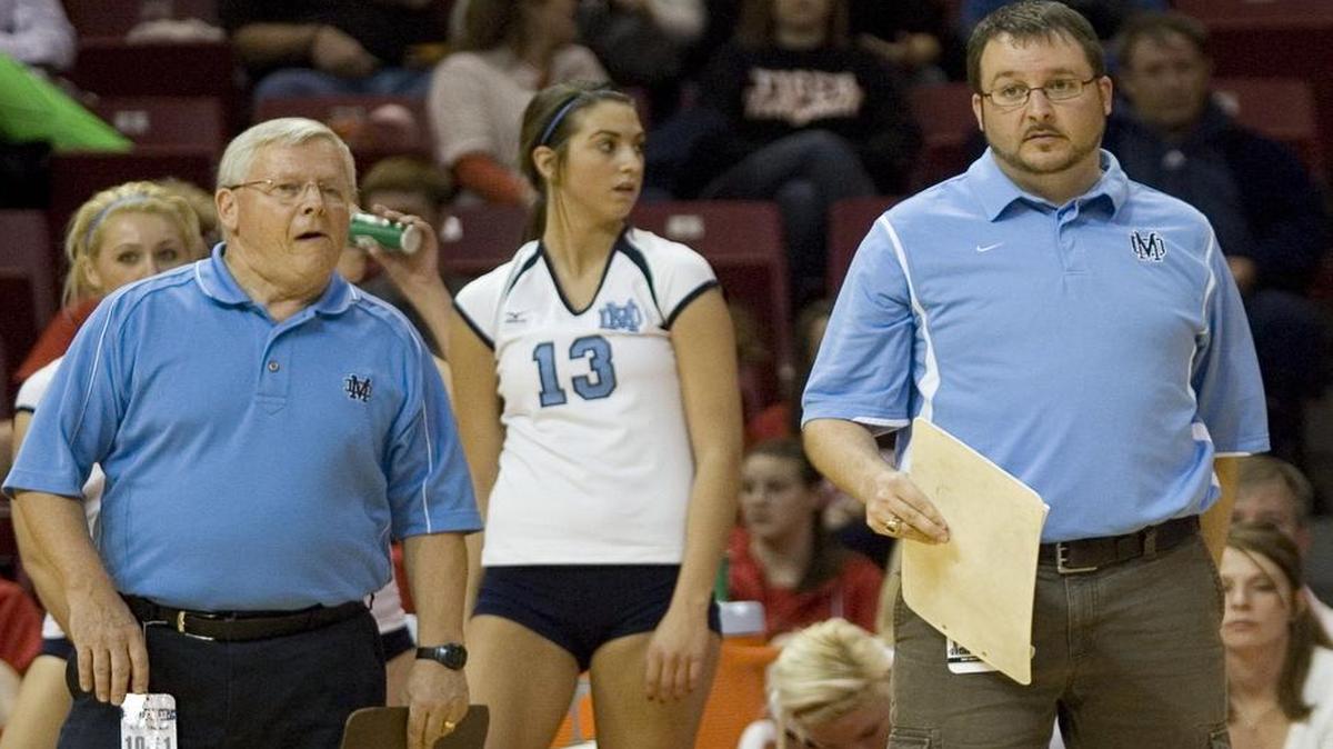 
Current Mater Dei Chad Rakers (right) coached with his father, Hall of Fame coach Fred Rakers (left) before taking over the head coaching job
