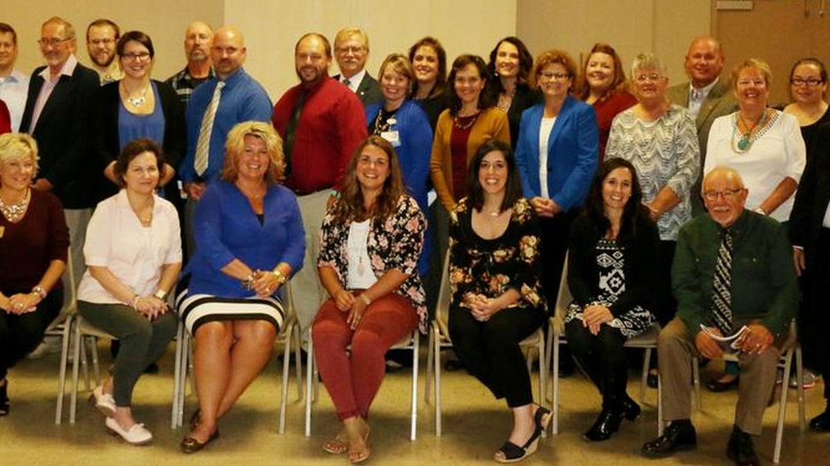 2017 Grant Winners Seated from left are Angela Kim of Louis Latzer Memorial Public Library, Diana Haynes of Hospice of Southern Illinois, Christine Tyre of Hospice of Southern Illinois, Diane Williams of Highland Area Christian Service Ministry, Renee Voegele of Marine Elementary School, Alex Rinderer of Highland Elementary School, Erin Bloemer of Highland Primary School, Mary Jackson of Pierron Improvement Club, and Bill Ahaus of Heartland Community Chorus. Standing in second row are Jon Greve of banquet sponsor TheBANK of Edwardsville, Father Paul Kala of Missionary Society of St. Therese, Cathy Boulanger of the Highland Woman’s Club, Lynn Hargus of the Highland Historical Society, Meghan Foster of Community Link, Jay Simpson of St. Jacob Elementary School, Tom Varner of Hard Road Theatre Productions, Amy Liefer of HSHS St. Joseph’s Hospital, Margie Duncan of the Highland High School Math Department, Kathy Sherman of St. Paul Catholic School, Janet Kruse of Highland Home, Judy Hartlieb of the Highland Garden Club, and Don Johannes, Foundation Grant Committee chair. Standing in the back are David Bruchhauser of Boy Scout Troop 1040, Kevin Miles of the Highland Bulldogs Hockey Club, Joshua Case of Boy Scout Troop 1040, Scott Schuepbach of Highland Scouters, Gerard Klostermann of Knights of Columbus Council 1580, Tricia Blasdel of Relevant Pregnancy Options Center, Carrie Buss of the Highland High School Science Department, Liz Weder of Highland Middle School, Mark Rosen of the city of Highland/Korte Recreation Center, and Leah Devany of the Highland Animal Shelter.