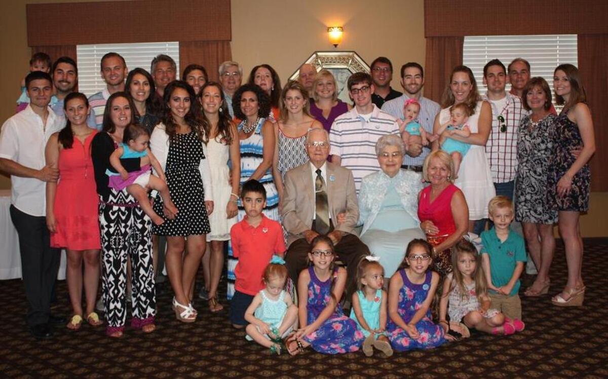
Roland Harris with his family at his 90th birthday party on Sunday.
