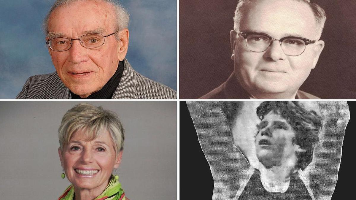 The 2017 Highland Area Schools Alumni Association (HIASAA) Hall of Fame class includes John “Jack” Cygan (top left), Patricia “Pat” Imming (lower left), Dennis Luber (lower right), and Cletus “Clete” Zimmermann (upper right).