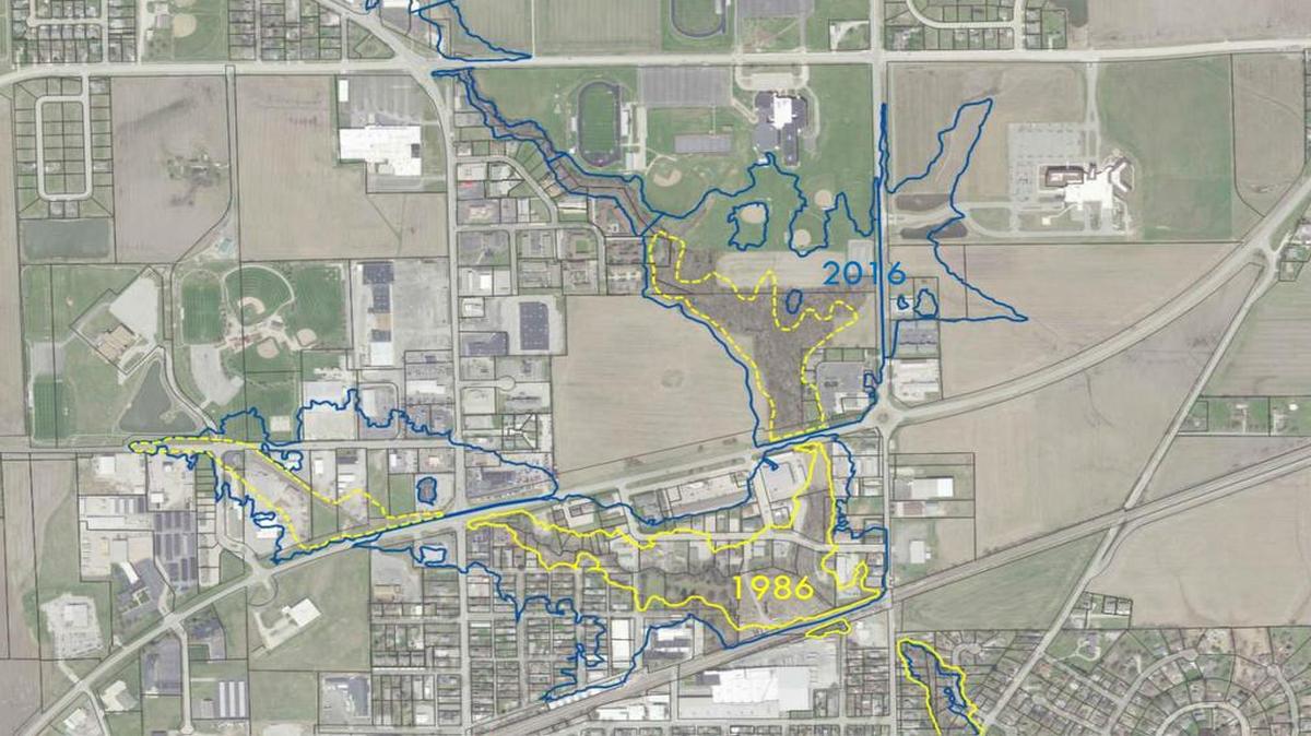 This maps shows the potential impact of new FEMA flood maps on the city of Highland.