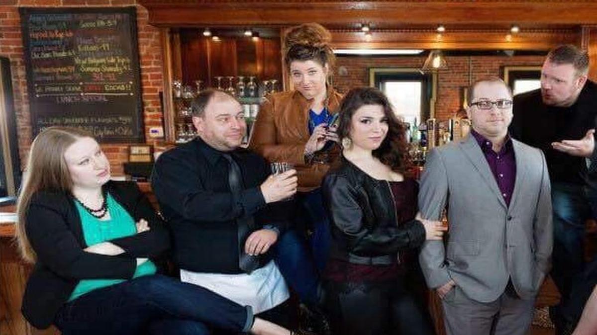 THE CAST The cast of Hard Road Theatre’s production of ‘First Date’ includes, from left, Megan Noll, Tom Varner, Gentry Nessel, Breanna Noe, Evan Fifer, Josh Noll and Megan Ritter.