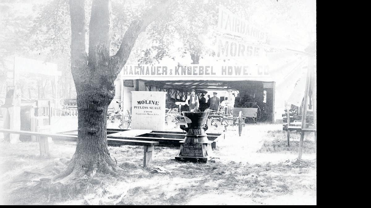 
In this photo from 1908, Hagnauer & Knoebel displays some of its wares. Writing on the photo identified the three men as L. Knoebel, Chas. Hediger, and Wa. Collins. Picture courtesy of Dick Tompkins.

