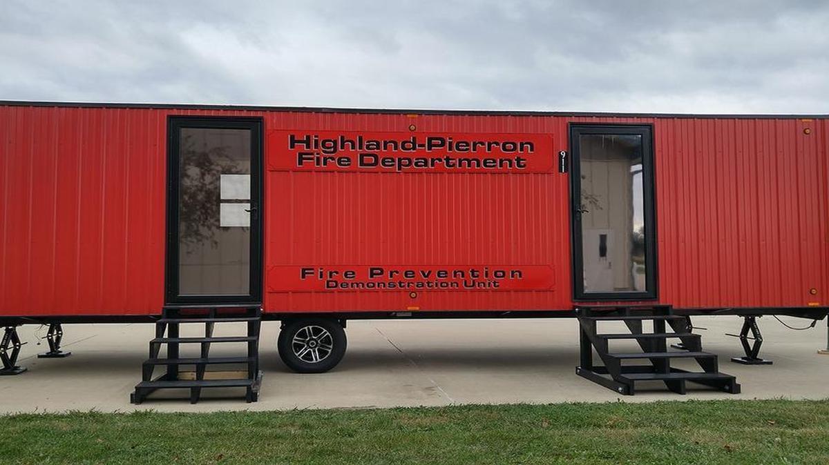 
Highland-Pierron Fire Department’s new Fire Prevention Demonstration Trailer offers several safety messages to prevent fires in the home, but will also demonstrate what should be done in the event of a fire
