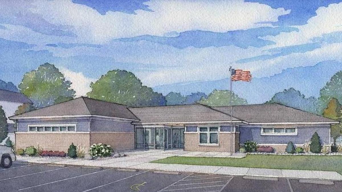 A drawing of what the new St. Jacob Village Hall will look like once construction is complete.