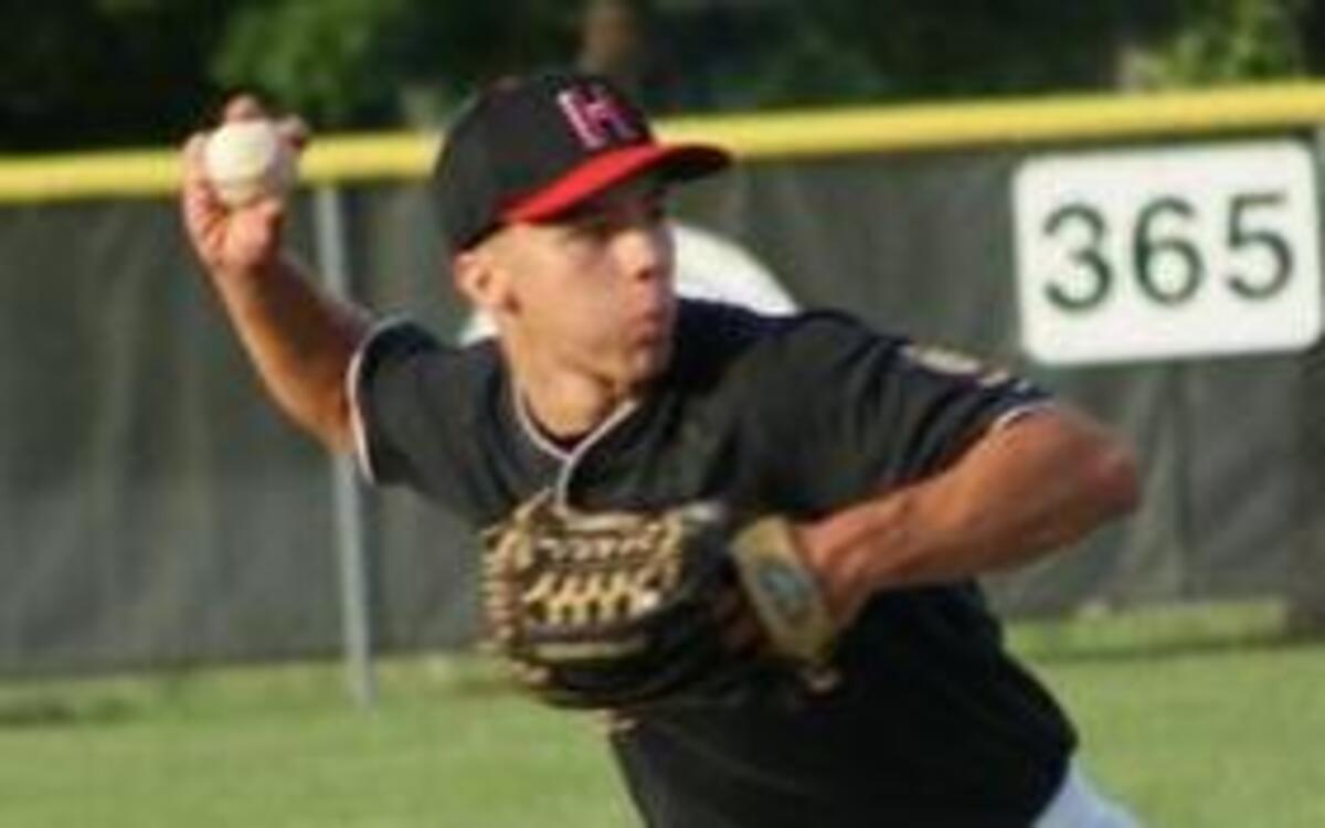 
Highland Post 439’s Seth Luitjohan, shown throwing the ball to first base at a recent Senior Legion game, contributed a hit, two walks, one stolen base and one run scored in the team’s 5-4 win in 10 innings over the Swansea-Fairview Heights Giants on Thursdsay of last week at Glik Park.
