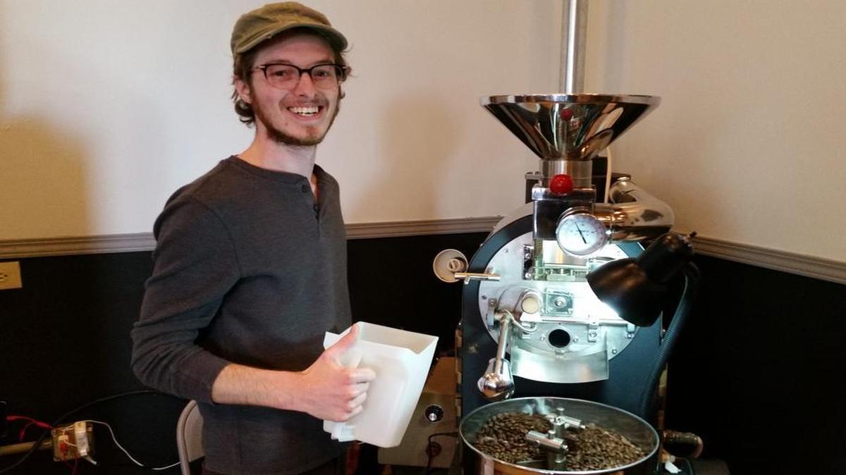 Trevor Leach and his wife, Christina, opened Nudge Coffee Roasters in Highland last November.