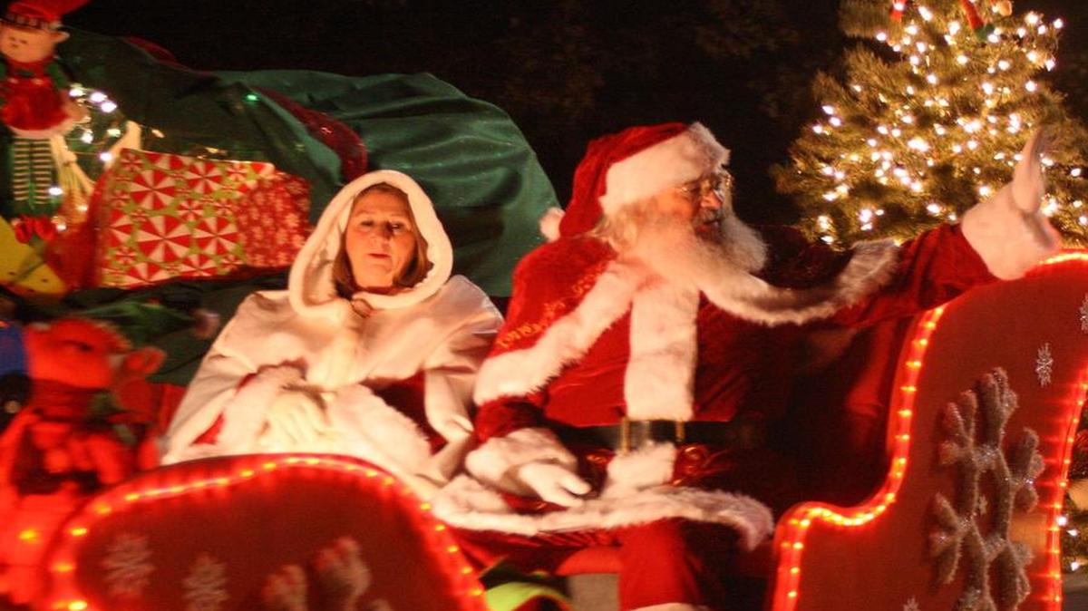 Santa and Mrs. Claus arrives in Highland during last year’s Lighted Christmas Parade