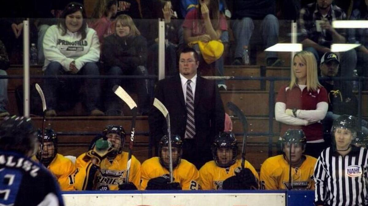 Jason Power coaching with the Springfield JR Blues in the North American Hockey League from 2010-12.