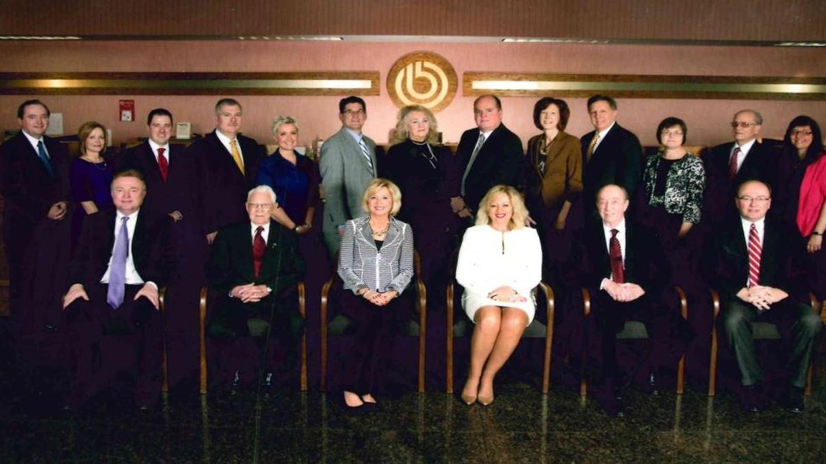 Bank of O’Fallon officers and directors include, front row from left, Jim Thoman, Wayne McKinley, Joanne Blassie, Beth Badgley, Robert Peter and Russ Thoman; back row, Rick Thoman, Karen Kasten, Matt Warchol, Bob Guithues, Kelly Saunders, Kip Adkins, Cecelia Wellen, Pat Ryan, Barb Carstens, Andy Blassie, Bonnie Schad, Gene Harris and Pam Owens.