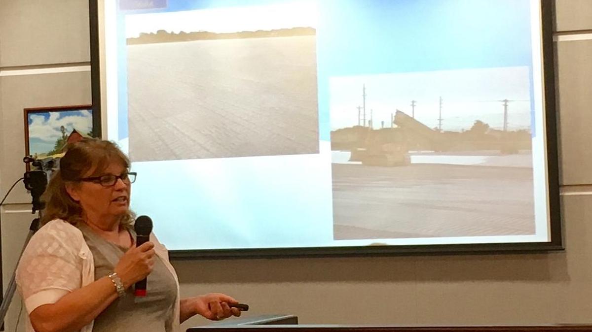 Mary Jeanne Hutchinson, director of parks and recreation in O’Fallon, updated the O’Fallon City Council during a slide show Monday on the work to the soccer fields at the Family Sports Park.