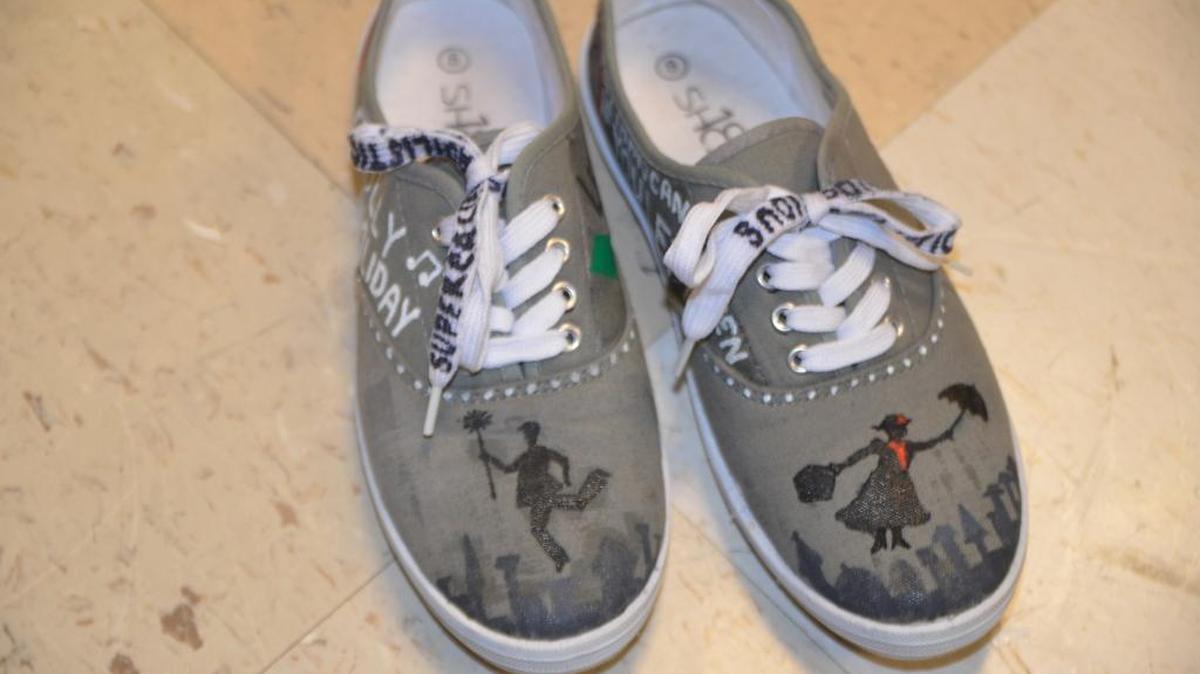 Shoes that Heidi Buch’s mother painted for her as a gift before starring as lead in the OTHS spring musical Mary Poppins.