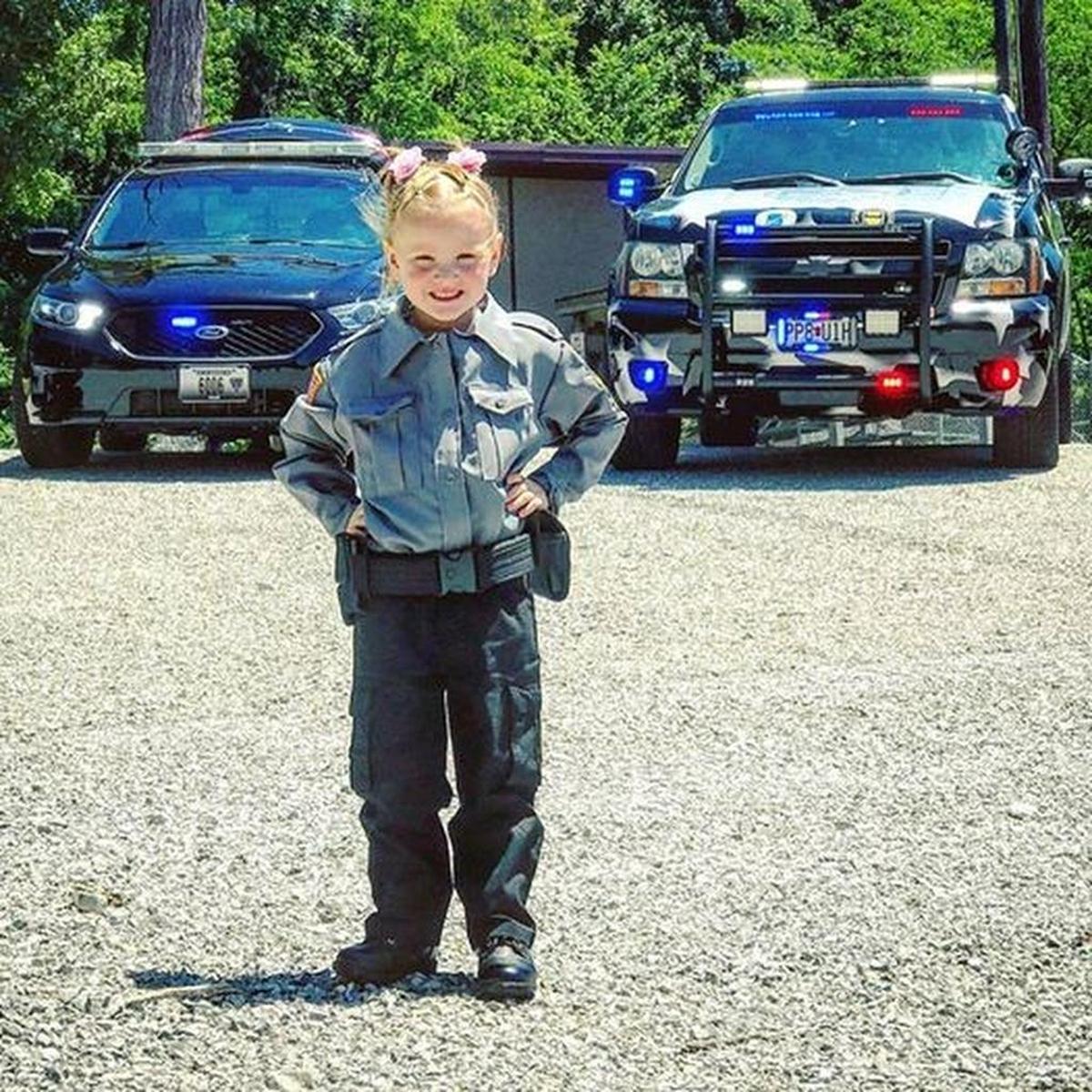 Eddie and Lindsay Lee of Chester, as well as the Chester PD, Caseyville, Normandy and St. Mary’s PD all converged together in Chester over the summer to throw Tinley a surprise birthday party in Chester this summer. Pictured here, Tinley is sporting her very own custom-made Chester Police uniform that her mom and a friend had made with the help of the Chester PD from an old Chester PD uniform they fitted for the youth.