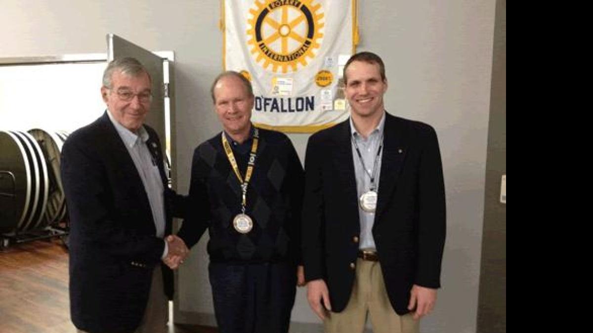 
From left, O’Fallon Rotary International members Jerry Albrecht, Greg Yank and Walter Denton, pictured during a 2013 Paul Harris Fellowship award event in O’Fallon honoring Yank and Denton as Fellows. To become a Paul Harris Fellow, donors need to contribute $1,000 or more to the Rotary Foundation’s Annual Programs Fund. 

