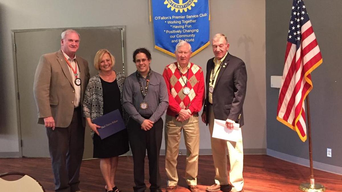 And the winner is...From left are Paul Harris Fellows Dave Witter, Sue Witter, Club President Matt Smallheer, Phil Goodwin and Jerry Albrecht all received Paul Harris awards for their significant contributions to the humanitarian and educational programs of the Rotary Foundation. Dave Witter received his fourth award, Sue Witter her first, Smallheer his second, and Goodwin his seventh. Paul Harris Fellow is named for the Rotary’s founder, Paul Harris, a Chicago lawyer who started Rotary International with three business associates in 1905.
