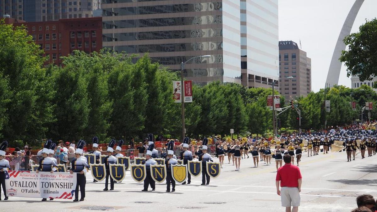 The O’Fallon Township High School Marching Panthers marched in America’s Birthday Parade and took home several awards from competitions during the VP Fair in St. Louis.