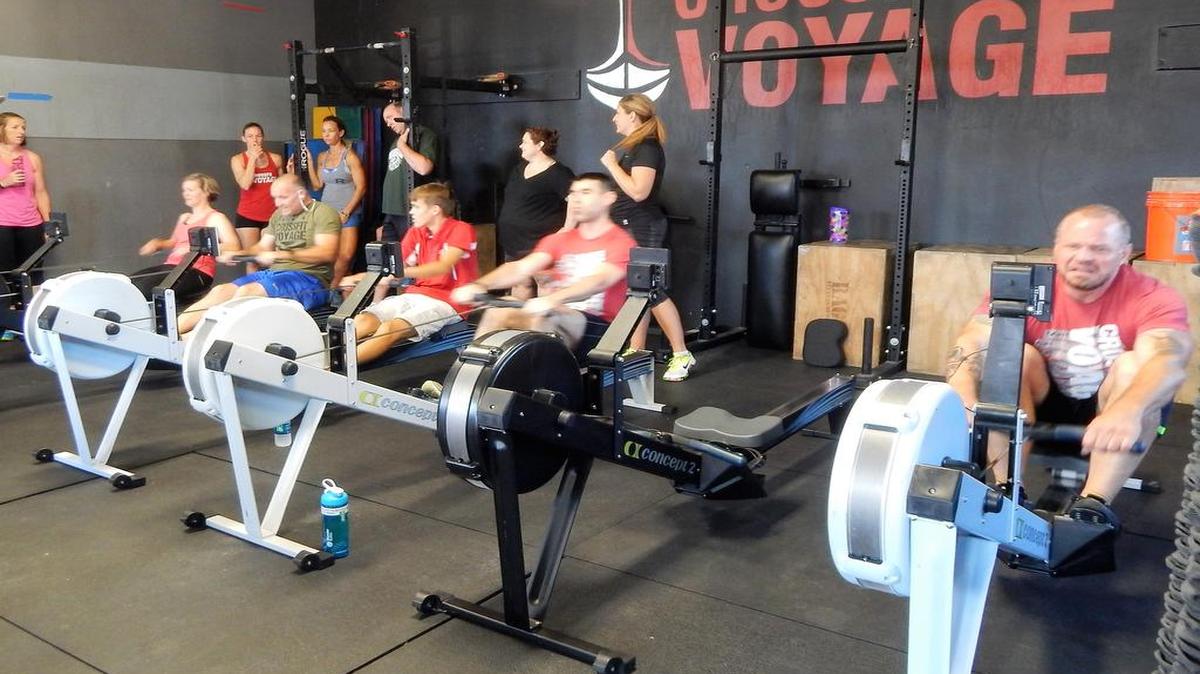 Participants in Row Raiser at CrossFit Voyage.